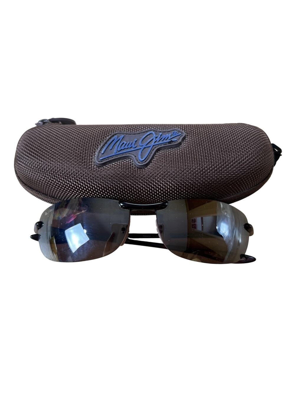 Maui Jim Sunglasses Mens 64-17-130 Brown Wrap Polarized MJ-405-10 Rimless